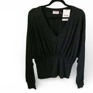 LNA Deep V Banded Top - Black